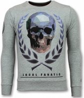 Doodskop Trui - Skull Rhinestone Sweater Heren - Grijs