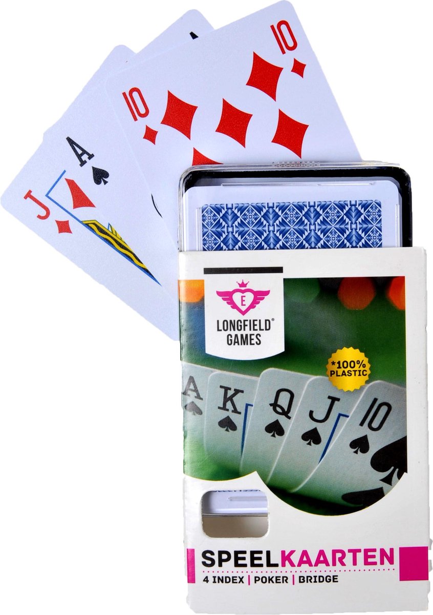 LONGFIELD 100% PLASTIC PLAYING CARDS NORMAL 4 INDEX ENGLISH PATTERN - Longfield Darts