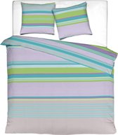 Mistral Home - Dekbedovertrek - 100% katoen satijn - 240x220 cm + 2x 65x65 cm - Met flessenhals - Groen - Paars