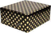 Zwart folie inpakpapier/cadeaupapier gouden stip 200 x 70 cm - Inpakpapier/cadeaupapier/geschenkpapier - Cadeautjes inpakken
