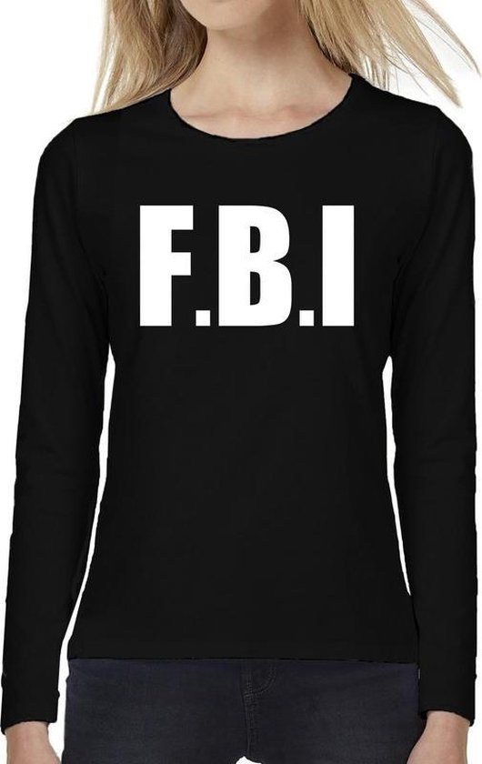 Politie FBI tekst t-shirt long sleeve zwart voor dames - F.B.I. shirt met  lange mouwen L | bol.com