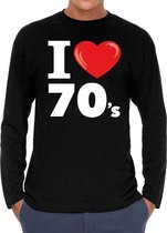 I love 70s / seventies long sleeve t-shirt zwart heren XL