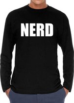 Nerd long sleeve t-shirt zwart heren - zwart Nerd shirt met lange mouwen S