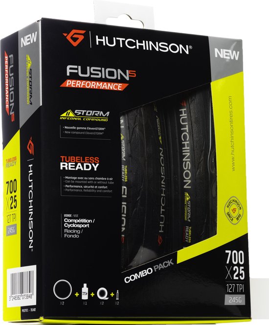 Pneu Vélo 700x25C (25-622) Hutchinson Fusion 5 All Season TLR Pliable