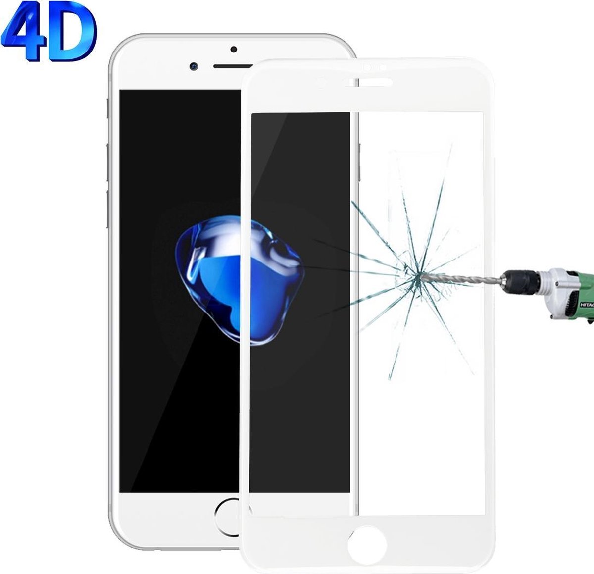 Mobigear 4D Gehard Glas Screenprotector Wit iPhone 7 / 8