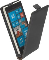 Premium Zwart Nokia Lumia 730 Lederen Flip Case Hoesje