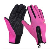 size M  - Waterproof Handschoenen met Touchscreen vingers - Large Warme handschoenen met comfortabele voering - Roze - Motor / Fiets / Buitensport - Unisex - Waterproof en windproo