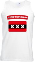 Singlet shirt/ tanktop Amsterdamse vlag wit heren 2XL