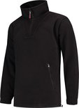Zwarte Tricorp fleece trui met halverwege rits, rode ritsdetail en steekzakken.