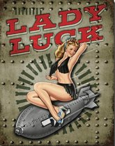 Wandbord - lady luck pin up -30x40cm-