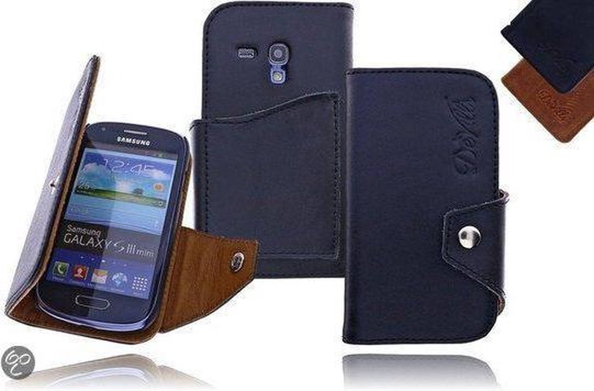 Devills Black Samsung Galaxy S3 Mini Leather Wallet/Book Case