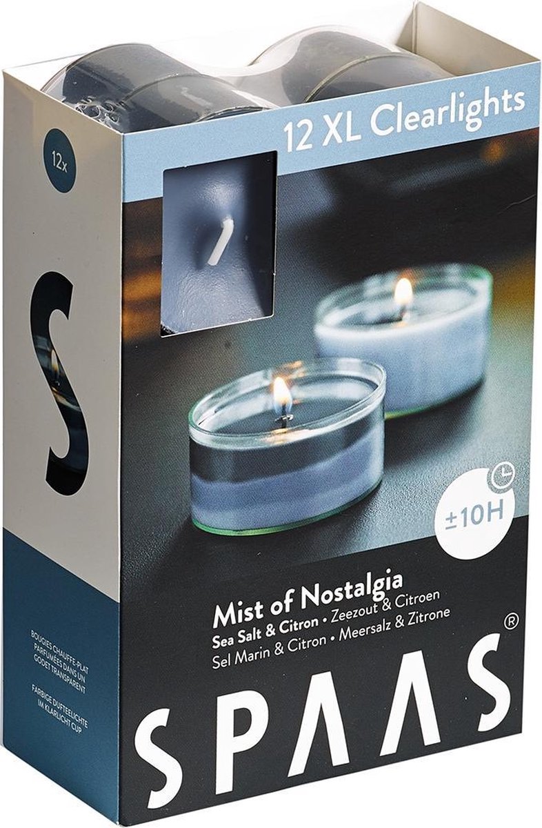 Bol.com Spaas XL Clearlights Geparfumeerde Waxinelichtjes - Mist of Nostalgia - Sea Salt & Citrus - 12 Stuks aanbieding