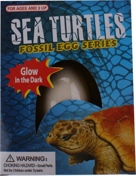 Afbeelding van het spel uithak-ei met glow in the dark schildpad 8 cm
