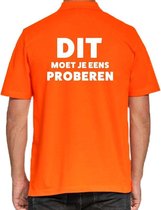 Dit moet je eens proberen beurs/evenementen polo shirt oranje vo M