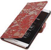 Lace Bookstyle Wallet Case Hoesjes voor Huawei P8 Max Rood