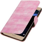 Lizard Bookstyle Wallet Case Hoesjes voor Huawei Honor V8 Roze
