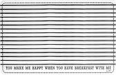 Dutch Rose Zwart/Wit Placemat - 43,5x28,2cm - Wit