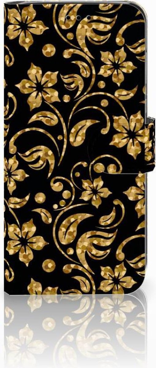 Book Case voor Huawei P20 Lite Hoesje Gouden Bloemen