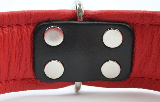 Collier en cuir Dog's Companion - Bouledogue Français - 40-47 cm x 50 mm - Noir / Rouge