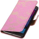 Lace Bookstyle Wallet Case Hoesjes voor Grand MAX G720N0 Roze