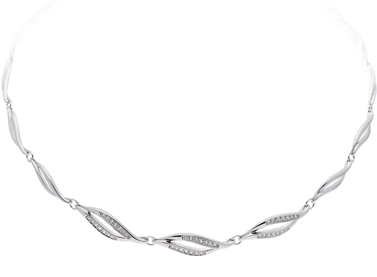 Silver Lining - Zilveren choker Fantasie Zirkonia - Dames - Zilver - 42 cm