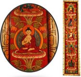 5 Boeddha's handbeschilderd paneel rood - 91x20 - Rood - Hout - Multiplex