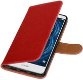 Zakelijke Book Case Telefoonhoesje Geschikt voor Huawei Honor 6X - Portemonnee Hoesje - Pasjeshouder Wallet Case - Rood