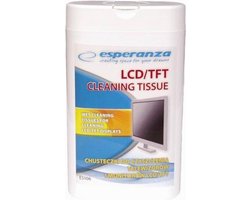 Esperanza Natte Reinigingsdoekjes voor LED / LCD / TFT Schermen| 100 Stuks | Antistatisch | Bacteriedodend | Zeer Compacte Afmetingen Perfect voor Onderweg | Geschikt voor Notebooks, Tablets, Smartphones, Monitors, Digital Cameras, Satellietnavigatie