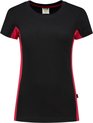 Tricorp t-shirt bi-color Dames - 102003 - zwart / rood - maat M