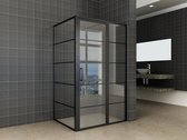 Wiesbaden Douchecabine Horizon compleet met mat zwart raster 90 x 140 x 200 cm deur links