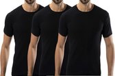 3 stuks Basic T-shirt - O-neck - 100% katoen - Zwart - Maat XXL