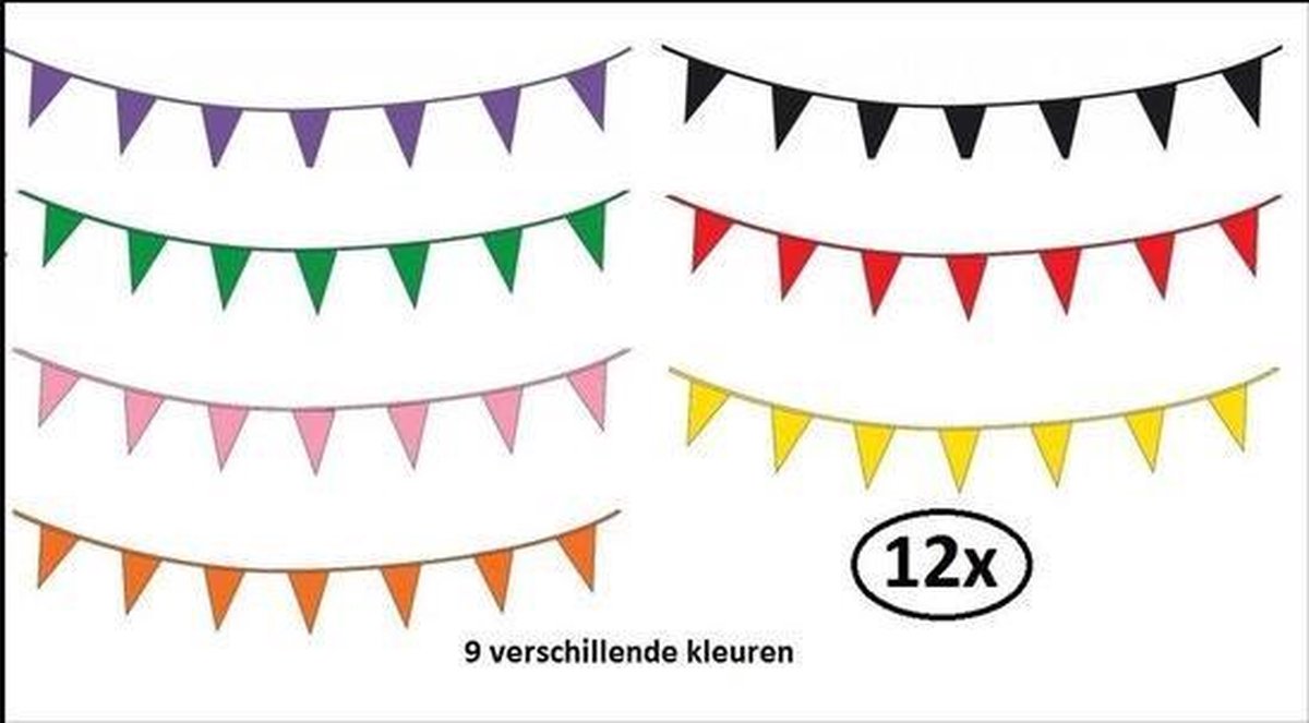 12x Vlaggenlijn kleuren set assortie