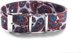 Premium Design Print Paisley Wit - Nato strap 20mm - Horlogeband Multi Kleur