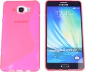 Samsung Galaxy A7 2016 (A710) S Line Gel Silicone Case Hoesje Transparant Neon Roze Pink