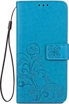 Shop4 - Oppo AX7 Hoesje - Wallet Case Bloemen Patroon Blauw