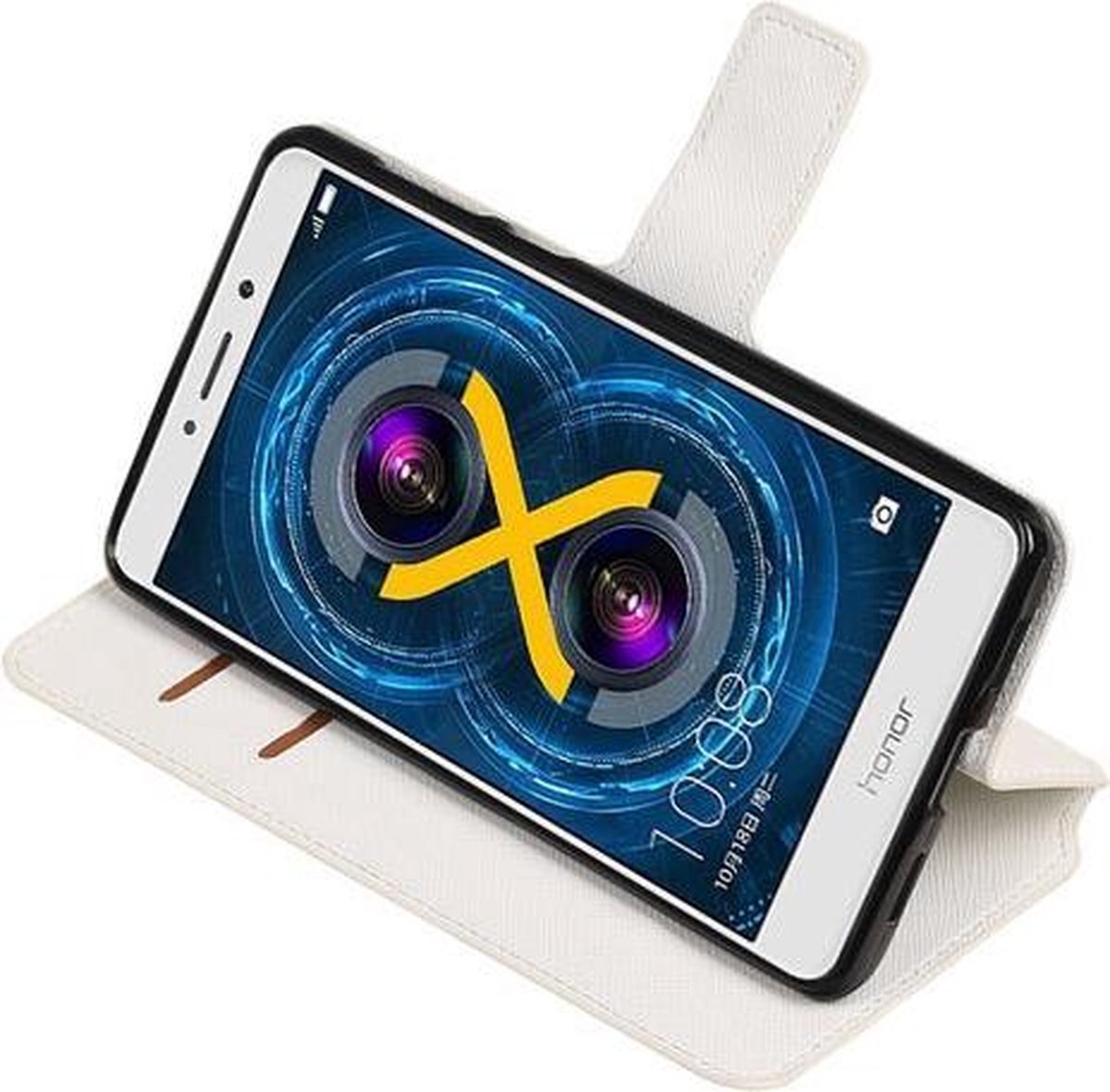 Wit Huawei Honor 6x 2016 TPU wallet case booktype hoesje HM Book