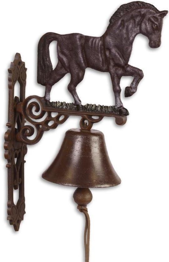 Gietijzeren - deurbel - ornament - paard - gietijzer - bel - bruin