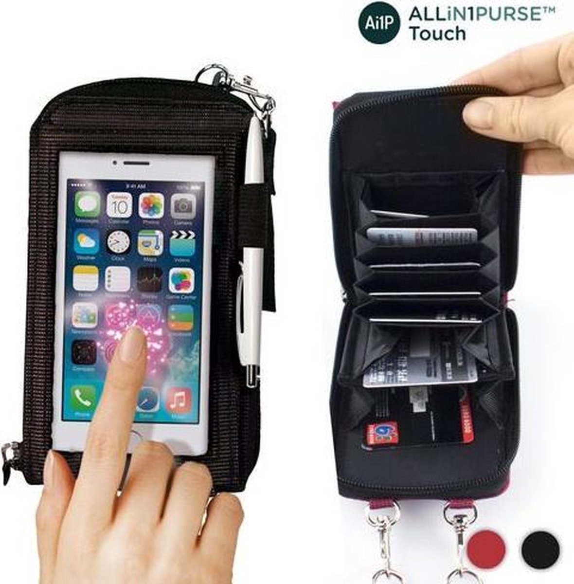 Portefeuille Multifonction Tactile All in 1 Purse Touch - Maroon kleurig