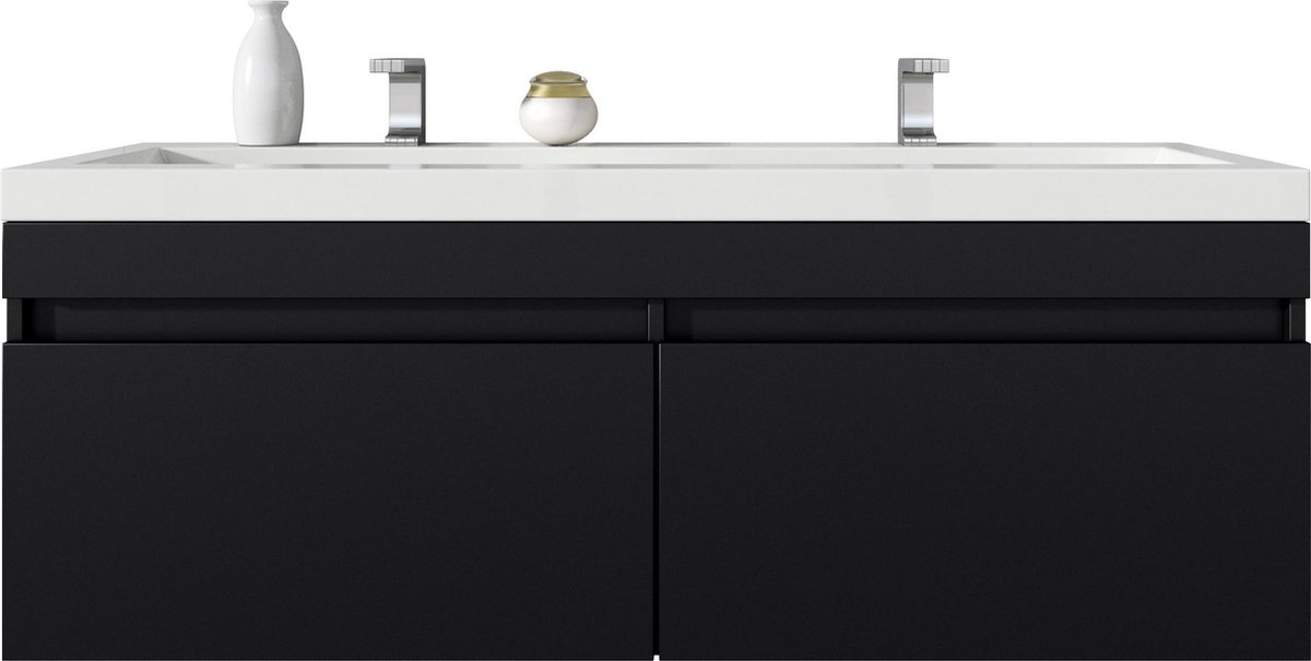 Badplaats Badkamermeubel Set Avellino 120 cm - Zwart - Badmeubel met Wastafel
