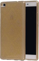 TPU Paleis 3D Back Cover for Huawei P8 Goud