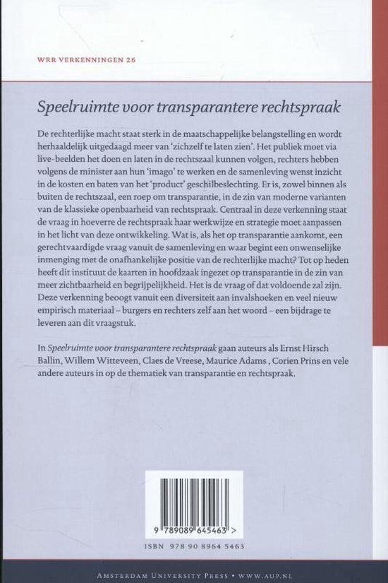 Bol Com Wrr Verkenningen 26 Speelruimte Voor Transparantere Rechtspraak Boeken