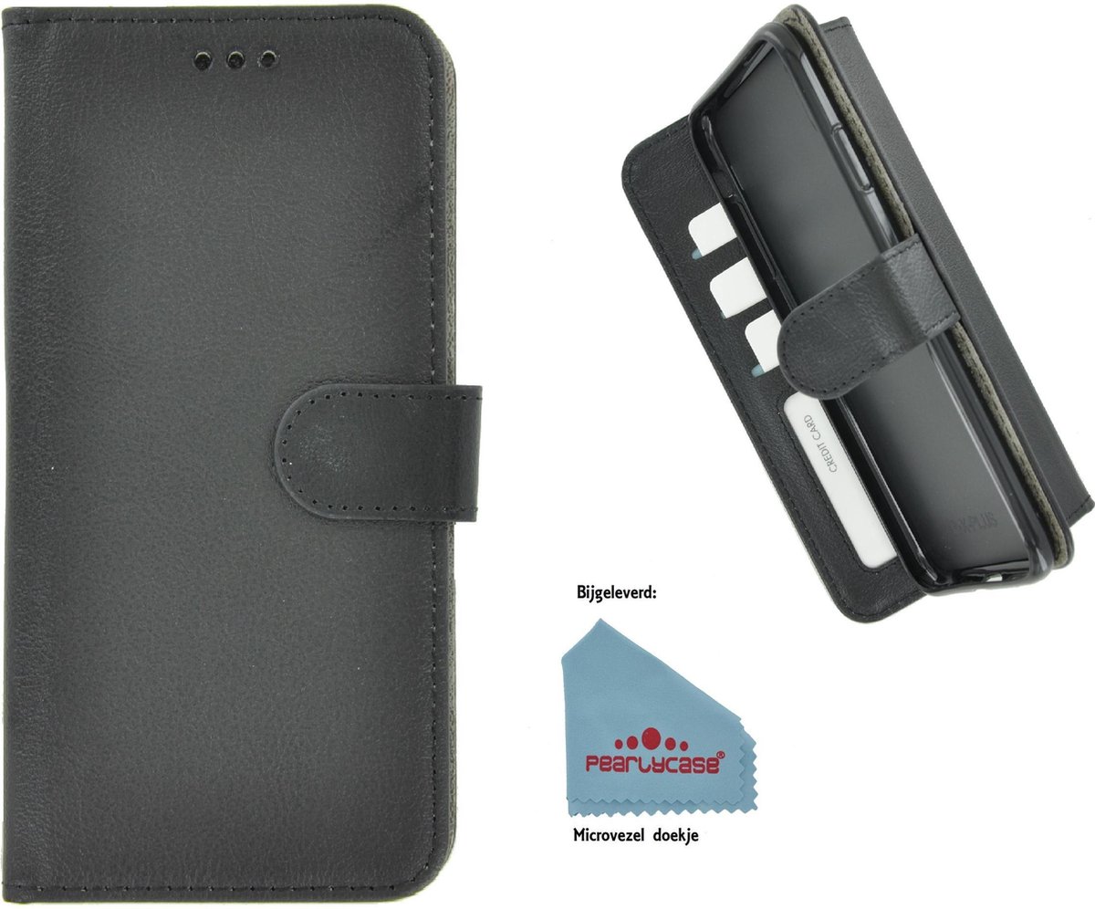 Pearlycase® zwart hoes wallet book case Geschikt voor Motorola Moto G7