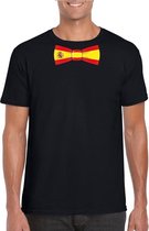 Zwart t-shirt met Spaanse vlag strikje heren - Spanje supporter L