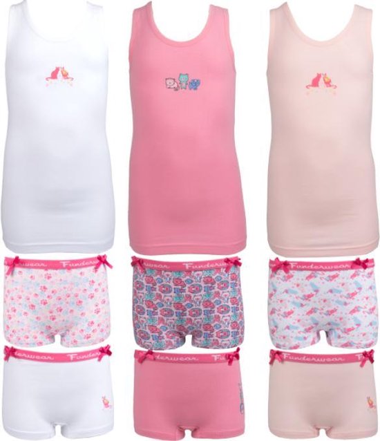 Fun2wear ondergoed sets - (korte boxers) + hemd ) - 2x mix sets -meisjes -  rainbow... | bol.com