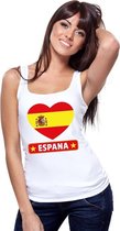 Spanje hart vlag singlet shirt/ tanktop wit dames XL