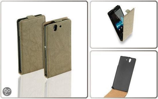 Beperkt verkoper Stun Vintage Flip Case Leder Cover Cover Sony Xperia Z Creme | bol.com
