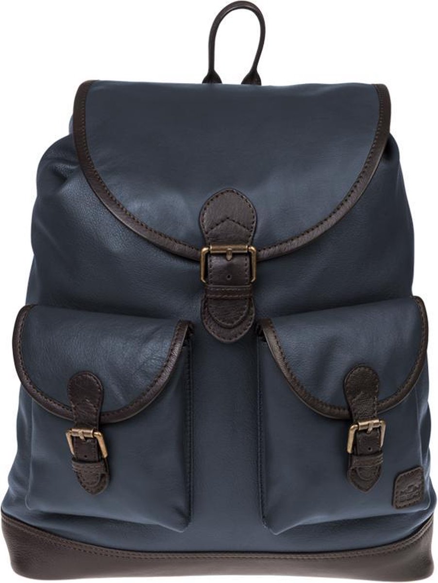 Monbeki Blauw Leren Rugzak