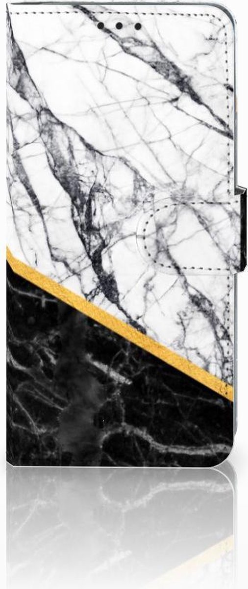 Huawei P30 Pro Bookcase Marmer Wit Zwart - Origineel Cadeau Man