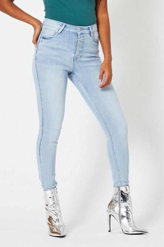 Coolcat Broek High waist jeans Ygwenbtn - Stonebleached - S | bol.com