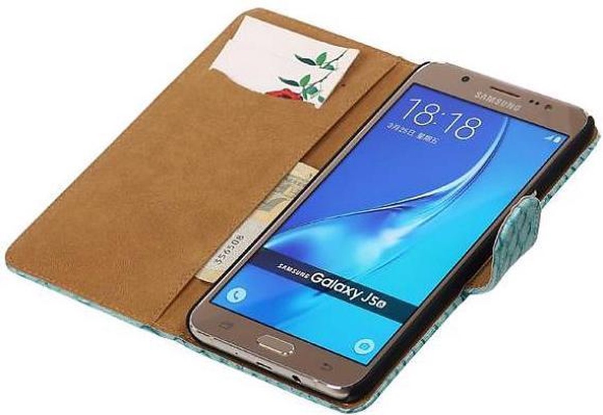 Slang Bookstyle Hoes - Geschikt voor Samsung Galaxy J5 (2016) J510F Turquoise
